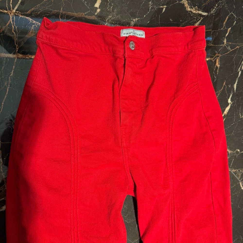Revice Denim Roller girl flares Red High-Waisted Pants - Picture 4 of 7